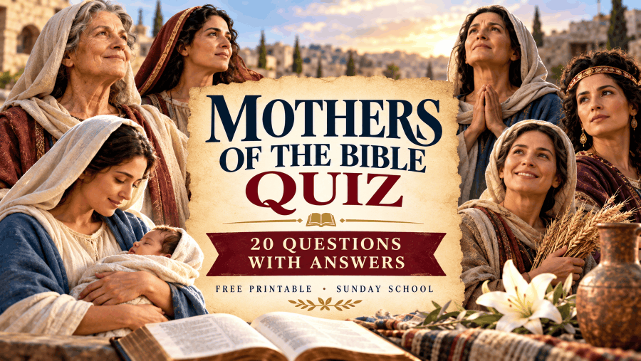 Mothers of the Bible Quiz Printable — 20 Questions with Answers